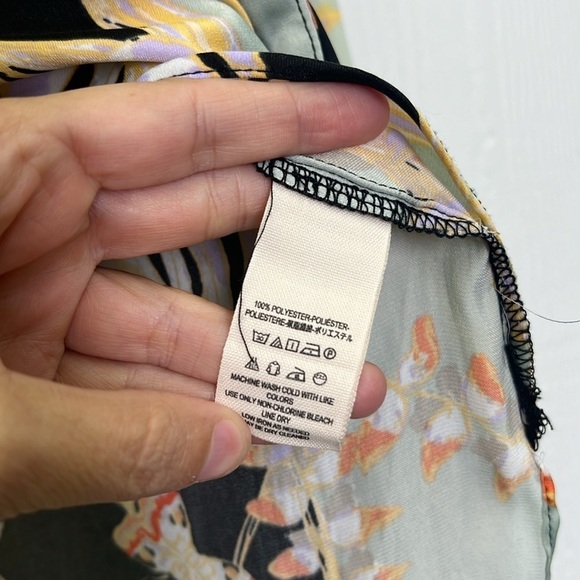 Free People - Under The Palms Black Multicolored Button Down Blouse Shirt Small - Picture 9 of 12